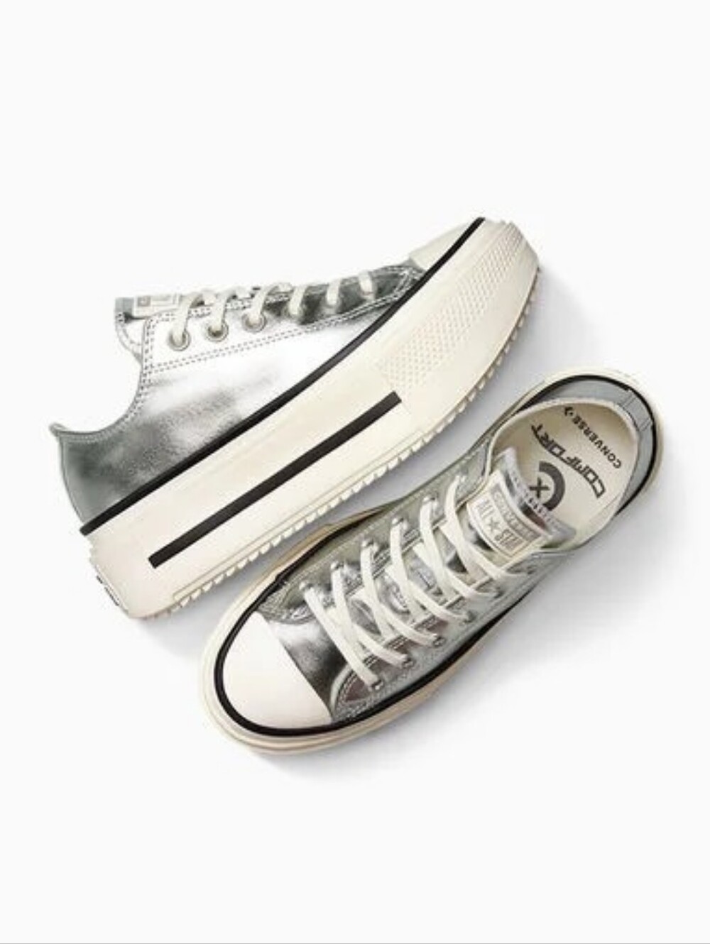 Converse Chuck Taylor All Star Lift Double Stack Platform Metallic W Sz 9.5